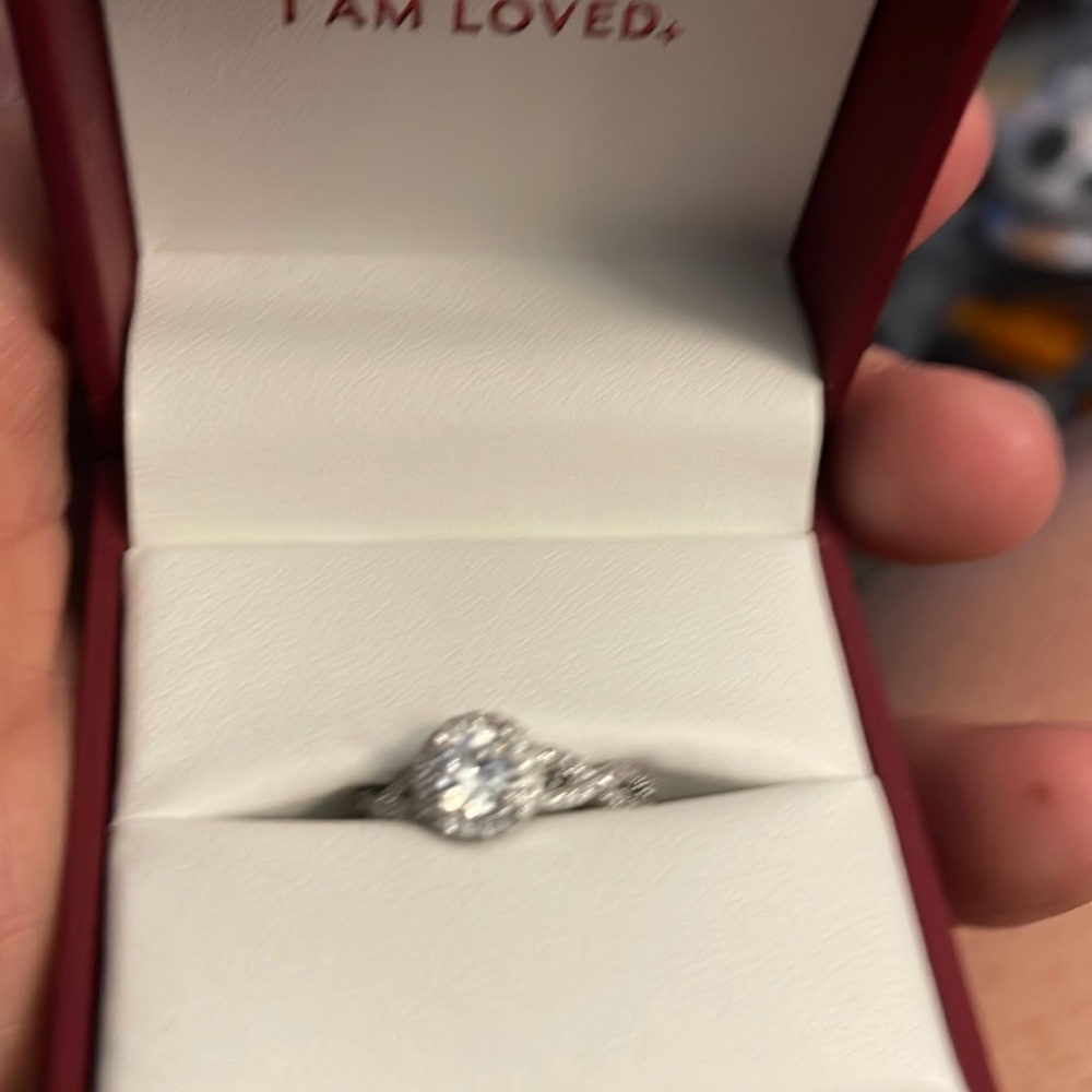Zales white sapphire and white gold ring